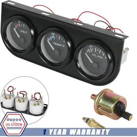 Makemotorgreat 731775737890 2 Inch 52mm 3-in-1 Auto Car Triple Gauge Set New Water Temp Oil Pressure Volt Meter
