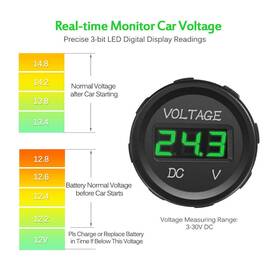 Mic04-dyb-g Mictuning 12v Led Digital Voltmeter Voltage Display Gauge Meter For Suv Car Boat Marine
