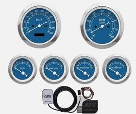 Motor Meter Racing 710898671249 - Classic 6 Gauge Set Mph F Psi Blue Open Box