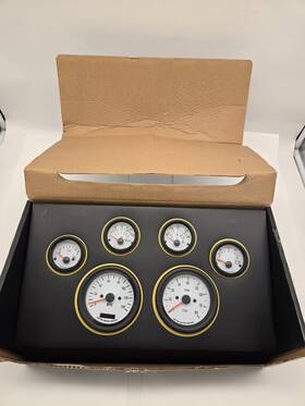 24033 Motor Meter Racing 710898672932 Classic 6 Gauge Set Black Mph/f/psi/24033