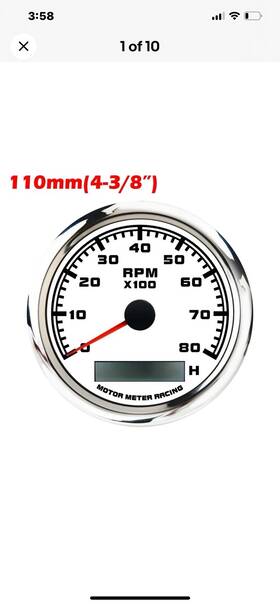 Mm110ta270-80hw Motor Meter Racing W Pro 110mm Tachometer 8000 Rpm Hour Waterproof Car Marine Boat Gas Diesel
