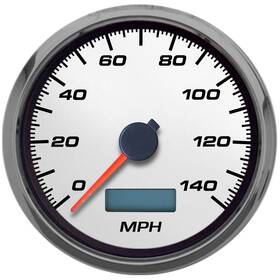 02140-03 New Vintage Usa Performance Ll 3 3/8 Inch Speedometer White