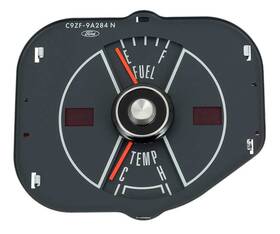 Oval Industries 9305h 1969-70 Ford Mustang Fuel And Temperature Gauge Without Tachometer Steel Grey