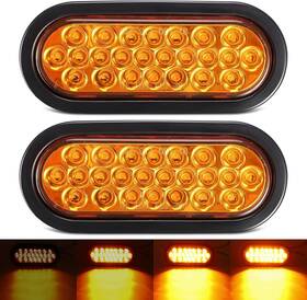 Gtcv-0964099276 Partsam 2pcs 6.3 Inch Led Oval Amber Strobe Lights 24led Recessed With Gtcv-0964099276 Partsam 2pcs 6.3 Inch Led Oval Amber Strobe Lights 24led Recessed With