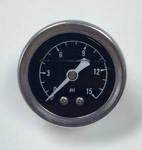 Ss5710 Pirate Mfg Hot Rod Chrome Black Face 1.5 Inch Fuel Pressure Gauge Oil Filled 0-15 Psi