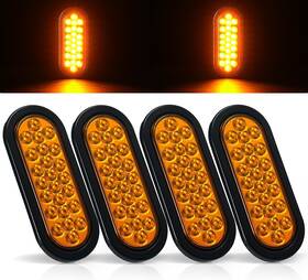 B80474 Pverandio 4pcs 6.3 Inch Oval Led Strobe Lights Amber 24 Trailer Tail