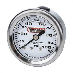 611-90100 Quickcar Racing Products 1.5 Inch Psi Liquid Filled Fuel Pressure Gauge
