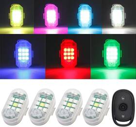 Remote-4 Qvevdacar 4pcs Led Anti-collision White Red Green Blue Yellow Purple Ice