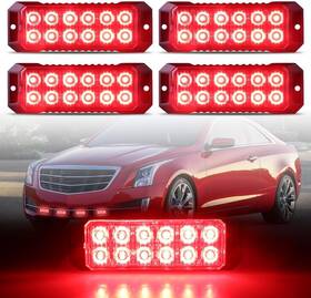 4pcs-12k-rs Raryloy 12-led Sync Feature Led Emergency Strobe Lights For Trucks 12led-4pcs Red