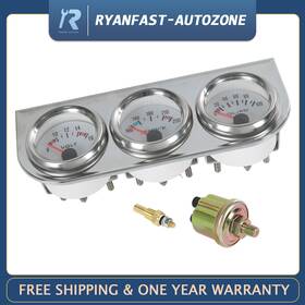 S088-vow3sl-r Ryanfast-autozone Chrome Volt Water Oil Pressure Triple 3 Gauge Set Gauges Kit Universal 2ftft 52mm
