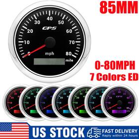 Rysjm Cx8155us 85mm 7 Colors Led Gps Speedometer 0-80mph Gauge Waterproof For Boat Car Truck Us