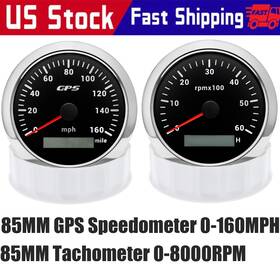 Rysjm Cx8157 Cx8153us 2 Gauge Set Waterproof 85mm Gps Speedometer 160mph&tacho 8000rpm For Boat
