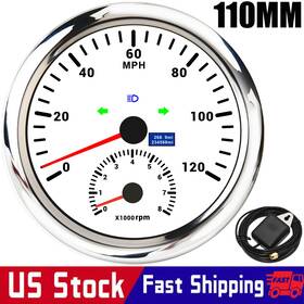 Rysjm Cxa032us 110mm White Gps Speedometer 120mph With Tachometer 8000rpm Gauge For Boat Car Us