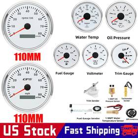 Rysjm Cxa058 Cxa012 5 7 Gauge Set With Sensor 110mm Gps Speedometer 80mph&tacho 8000rpm For Boat