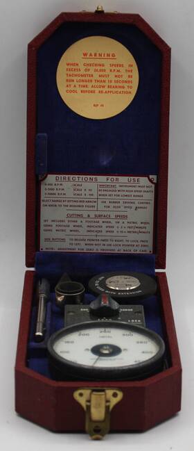 Ath4 Smiths Vintage Industrial Rpm Gauge Tachometer W Case Made In Uk 0-50000