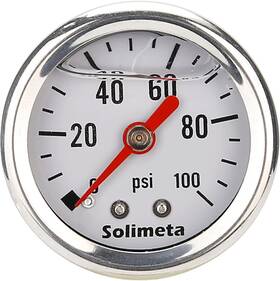 S11002 Solimeta 1-1/2 Inch Liquid Filled Fuel Pressure Gauge 0-100 Psi