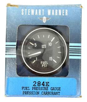 284e Stewart Warner Fuel Pressure Gauge 0-15 Psi Mechanical Black Face Sw Dash