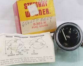 301-h Stewart Warner Vintage Nos 1950s 6v Fuel Level Gauge 2-1/16 Inch Brass Case Mint