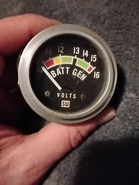 431879 Stewart Warner Batt Gen Voltmeter Gauge 2 1/8 Inch Dia. Rat Rod Hot