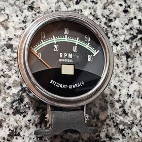 432967 Stewart Warner Vintage 60s Green Line Tachometer 6000 Rpm - As Is