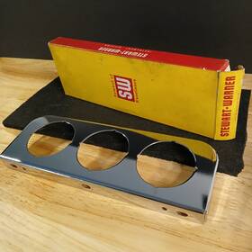 433189 Stewart Warner Vintage Chrome Nos Gauge Bezel Triple Hole #433189 Oem 9 Inch Nm