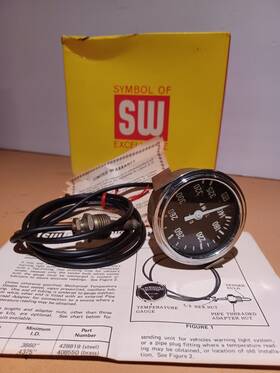 442057-60 Stewart Warner Nos Vintage Oil Temp Gauge 140 - 325 Deluxe Mechanical 2 5/8 Inch Dia