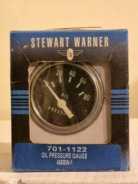 701-1122 Stewart Warner 460bw/701-1122 2-1/16 Inch Illuminated Oil Pressure Gauge To 80 Psi