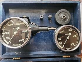 757-c Stewart Warner Portable Rpm Gauge Set 50-500 And 500-5000