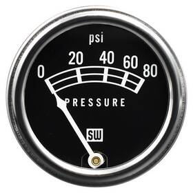 82208 Stewart Warner Std. Mechanical Pressure Gauge 2 1/32 Dia Black Face