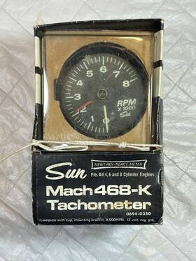 0694-0350 Sun Vintage Mach 468-k Tachometer Complete Kit With Box Papers Mount -0694-0350