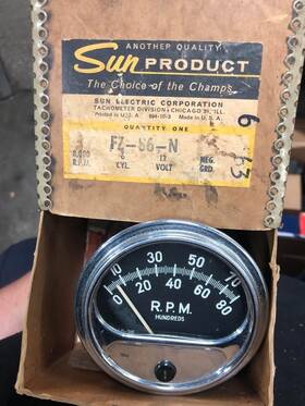 Fz-86n Sun Nos 6 Cyl Vintage Tach Tachometer 8000 8k Rpm Hot Rod Gasser Chrome