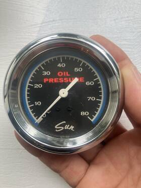 Oil-80 Sun Vintage Oil Pressure Gauge Classic Black Dial Chrome Bezel