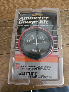 Cp8060 Suntune New Ammeter Gauge 2 5/8 Inch Black And Chrome Bezels Rat Rod Hot