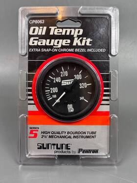 Cp8063 Suntune 2 5/8 Inch Mechanical Oil Temp Gauge Kit Black Vintage Nos Sealed
