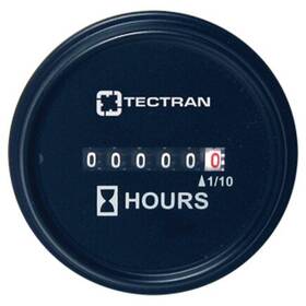 Tectran 95-6301 Hour Meter Gauge Black Bezel Round Snap On Style 10 80 Vdc