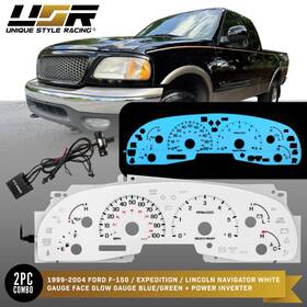 El-fd007-1 Unique Style Racing Usr Blue/green Glow Gauge White Overlay For 99-03 Ford Expedition/excursion Cluster El-fd007-1 Unique Style Racing Usr Blue/green Glow Gauge White Overlay For 99-03 Ford Expedition/excursion Cluster