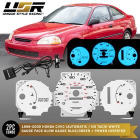El-hd013-3 Unique Style Racing Usr Blue/green Glow Gauge White Overlay For 96-00 Honda Civic No Tach/at Cluster El-hd013-3 Unique Style Racing Usr Blue/green Glow Gauge White Overlay For 96-00 Honda Civic No Tach/at Cluster