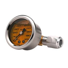 Fpg46100yl V M S Racing Vms Yellow 1 1/2 Inch 100psi Fuel Pressure Gauge With Adapter Ls1 Ls2 Ls6 Lt1 L98
