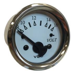 332-15282 Vdo Cockpit Marine 52mm 2-1/16 Inch Voltmeter - White Dial/chrome Bezel 332-152