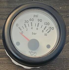 V3501158 Vdo Ocean Line Oil Press Gauge 3501158 - 150 Psi/10 Bar White/black 240-33
