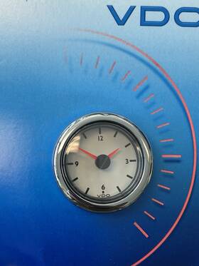 V3704151 Vdo Clock White With Chrome Bezel