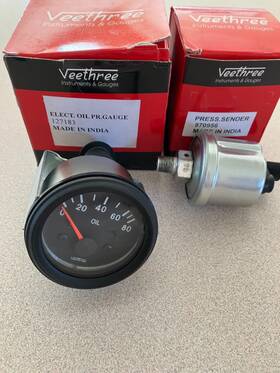 Veethree 127183 Oil Pressure Gauge Elec 80psi B/b With Sender
