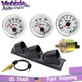 Vehixia-auto-parts 9903-bk-opwr 2ftft 52mm 7 Color Led Triple 3 Gauge Kit Tachometer Oil Pressure Water Temp