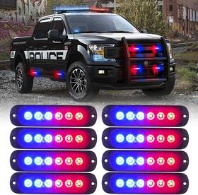 52026 Xprite 8pcs Led Emergency Strobe Lights Red Blue 12-led Surface Blue-8 52026 Xprite 8pcs Led Emergency Strobe Lights Red Blue 12-led Surface Blue-8