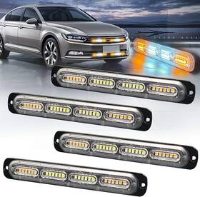 00405 Xtauto 4pcs 24-led Emergency Strobe Light Amber White Ultra-thin