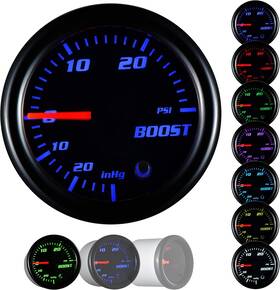 864173 Yoneda Turbo Boost Gauge Kit Vacuum 30 Psi Tinted 7 Color - Includes