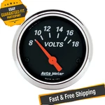 Auto 1483 Designer Black Series Air-core 2-1/16" Voltmeter Gauge, 8-18V. Fixed Price $82.31.