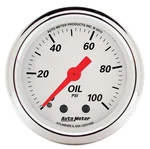 Autometer 1321 Arctic White Oil Pressure Gauge, 2-1/16", 100 Psi, Mech. Fixed Price $104.76.