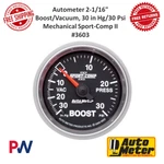 Autometer Boost/vacuum Gauge Sport-comp Ii Analog Mechanical Led In HG/30 Psi. Fixed Price $130.23.