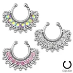Fake Septum Clicker Tribal Fan Clip Non Piercing Nose Ring Hoop Cartilage. Fixed Price $16.89.